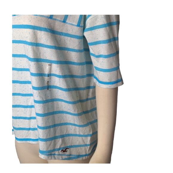 HOLLISTER White Teal Burnout Striped Tee Large NEW - Picture 6 of 9